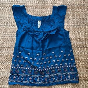 Anthropologie 100% Silk Top with Embroidery Size 6
